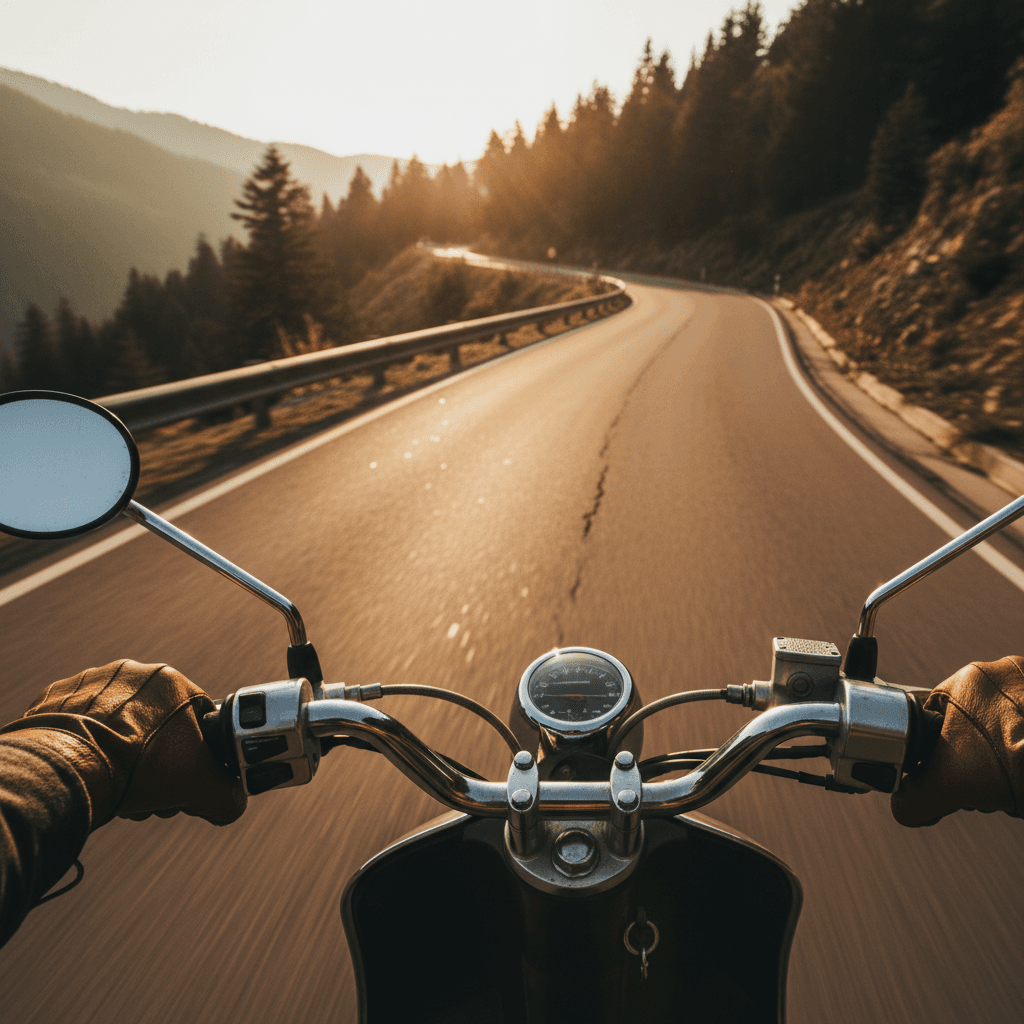 स्कूटी की हैंडलबार पकड़े हुए यात्री के हाथ